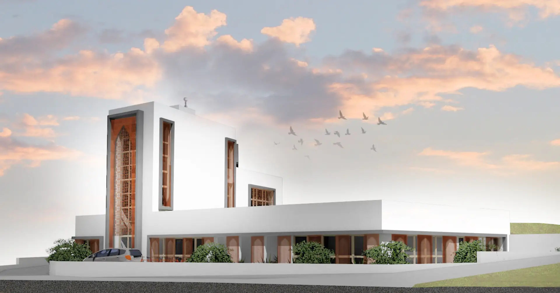 Plan architectural de la future mosquée — vue en coupe